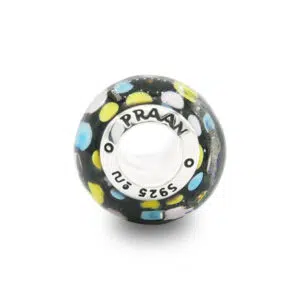 Black Polka dot 6 black polkadot Murano bead praan 10mu0022