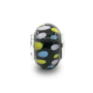 Black Polka dot 7 black polkadot Murano bead praan 10mu0023