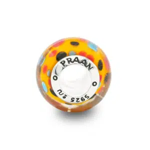 Yellow Polka dot 6 yellow polkadot Murano bead praan 10mu0032