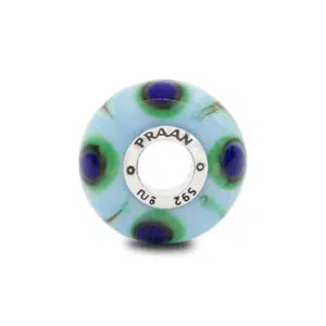 Vintage Peacock Feather 5 turquoise peacock Murano bead praan 16MU0052