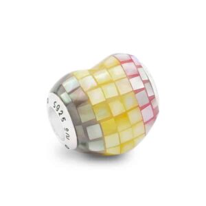 Mosaic Belgian Flag Mother Of Pearl Heart Charm-B - Image 2