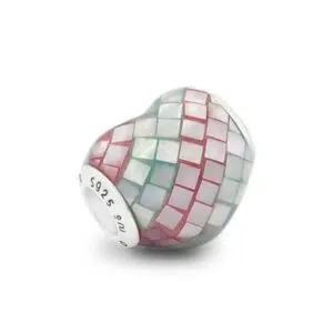 Mosaic Christmas Mother Of Pearl Heart Charm-A 5 Mosaic Christmas Mother of Pearl Heart-praan-11mops025-2